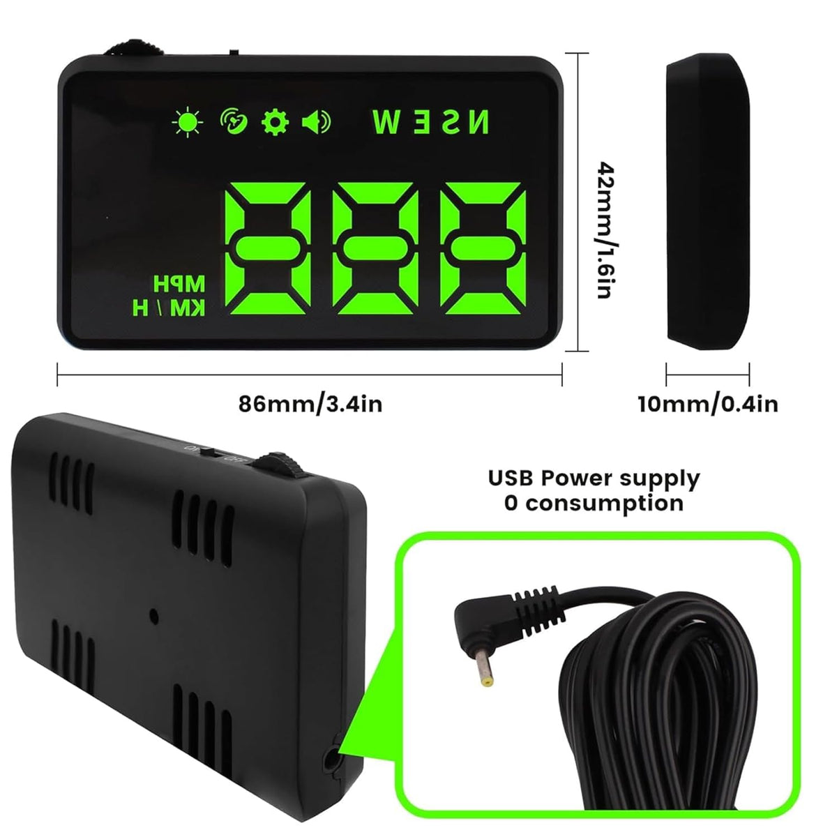 Heads up Display for Cars,Car HUD,Head up Display for Car,Car Speedometer Display,Automatic Brightness Adjustment,Speeding Alert,USB Cable Plug & Play