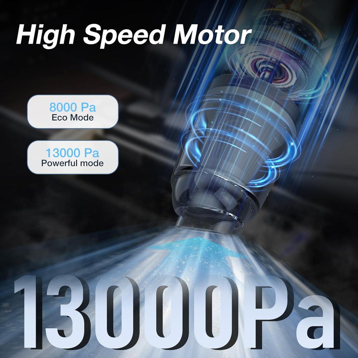 Car Handheld Vacuum Cordless 13000 PA Suction Power, Portable Mini Vacuum Cleaner for Car Home Office and Pet Hair, Black