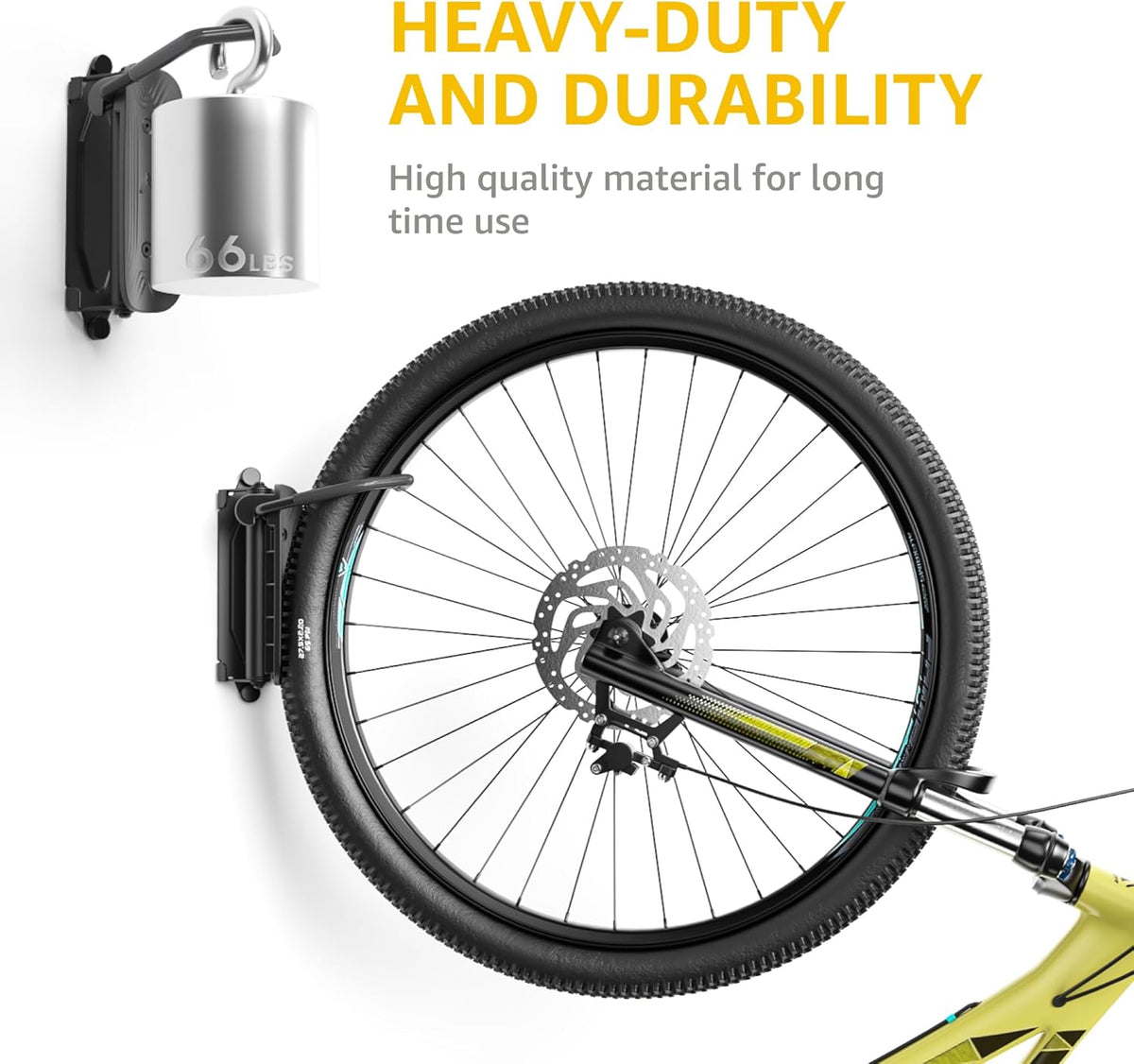 monTEK Swivel Bike Wall Mount – Garage Bike Hanger & Space-Saving Vertical Bike Rack for Garage & Apartment, Sturdy Bike Storage Hook Holds up to 66 lbs, Easy Installation & Scratch-Proof Design