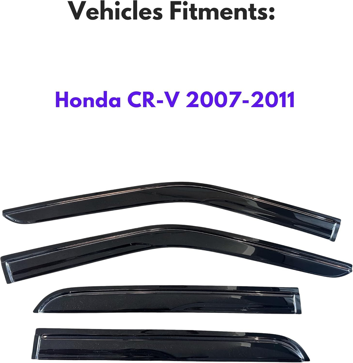 KPY Window Visor Compatible with Honda CR-V 2007-2011 (CRV), 4PC Rain Guard Side Window Vent Deflectors Tape-On Mugen Style, 2007 2008 2009 2010 2011
