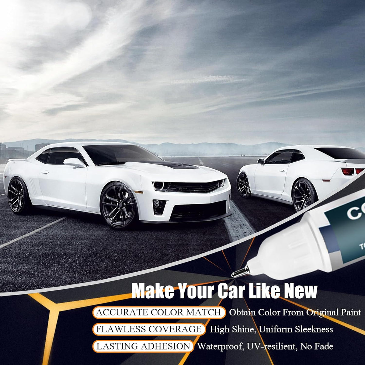 Black(GBA/WA8555) Touch Up Paint Compatible with Chevrolet, Car Paint Pen Scratch Repair Two-In-One Touch Up Paint, Premium Car Scratch Remover for Deep Scratches