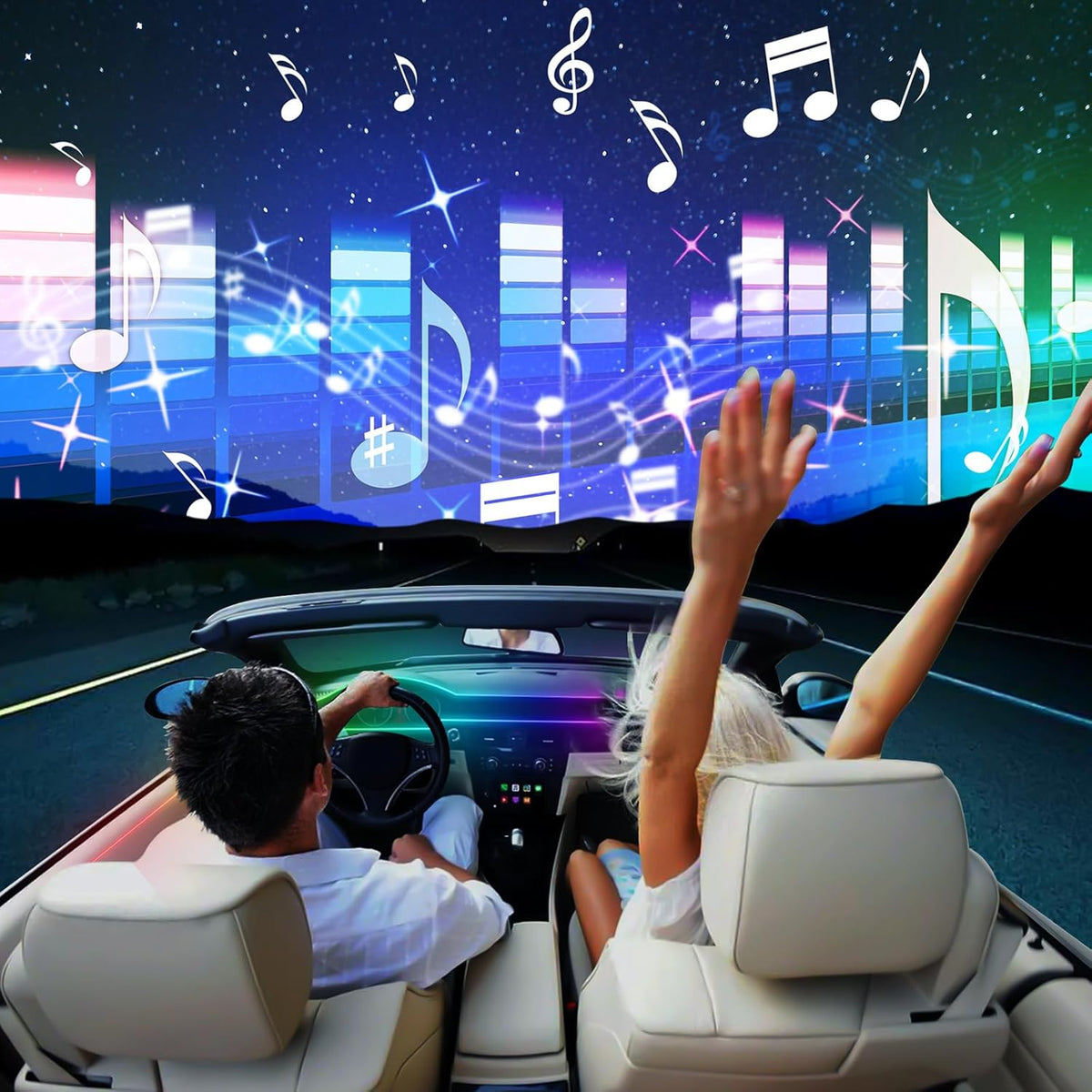 Dreamcolor Acrylic Interior Car LED Strip Light 43-inch, which fit for dreamcolor Main Controller Connects and sub-Controller kit (not Including), Not Applicable dreamcolor 1 Lights