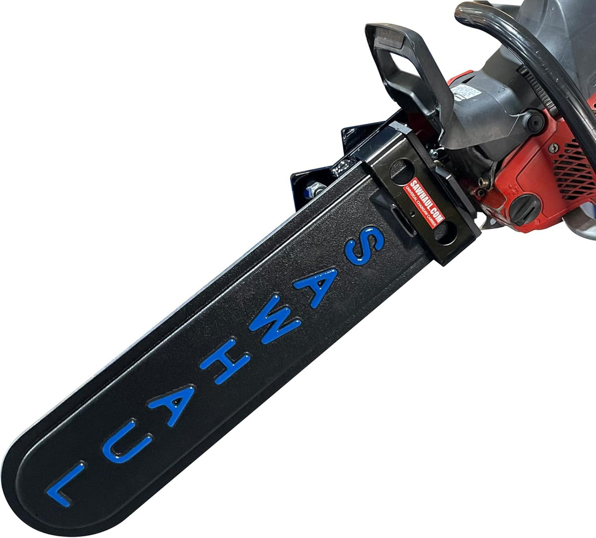SawHaul Snap-Lok Universal Chainsaw Carrier Kit for Tractors and Skid Steers – 20 Inch Blue Scabbard with Rotating Mount – Compatible with All Chainsaw Brands – Made in USA