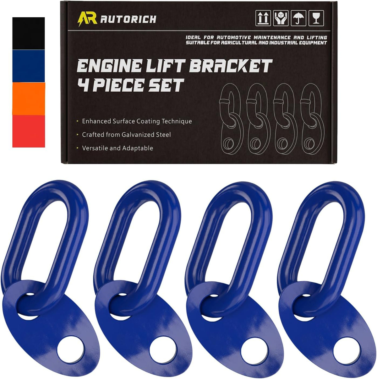 7100 Lifting Bracket Set for Engine - 4 Heavy-Duty Engine Lift Bracket 5500 Lb Capacity, Engine Support Bar for Lifting Slings and Load Levelers, Blue