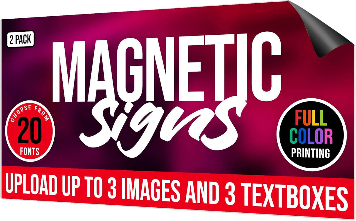 2 Pack, Personalized Magnetic Signs for Vehicles, Custom Car Magnets for Businesses, Customized Full Color Magnetic Truck Signs, 12x24 Car Magnet Signs (Design G)
