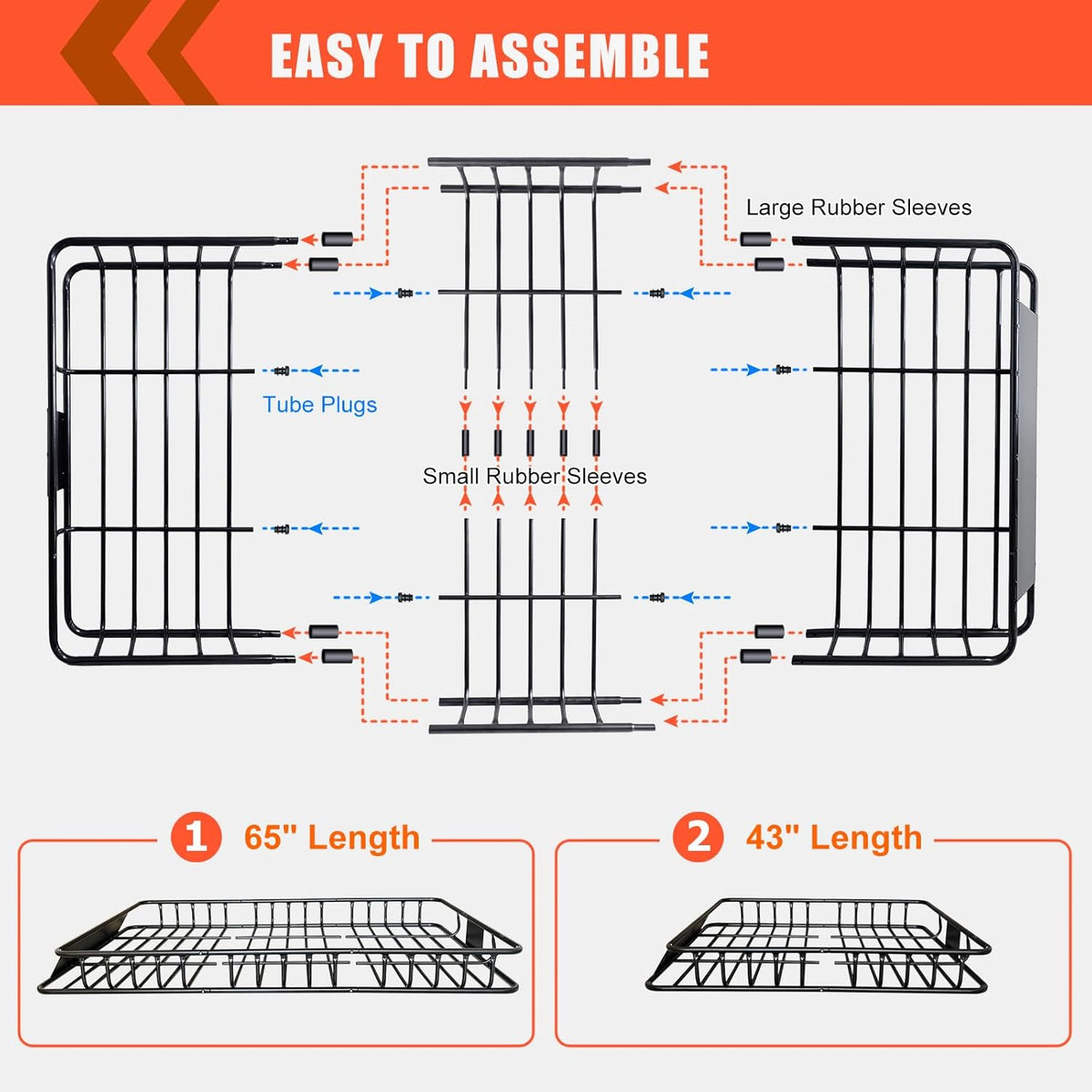 MeeFar Roof Rack Carrier Basket Universal Rooftop 65" X 39" X 6" Large Size Roof Rack + Waterproof Bag 20 Cubic Feet (51" 40" 17"), and Cargo Net with Attachment Hooks, Ratchet Straps