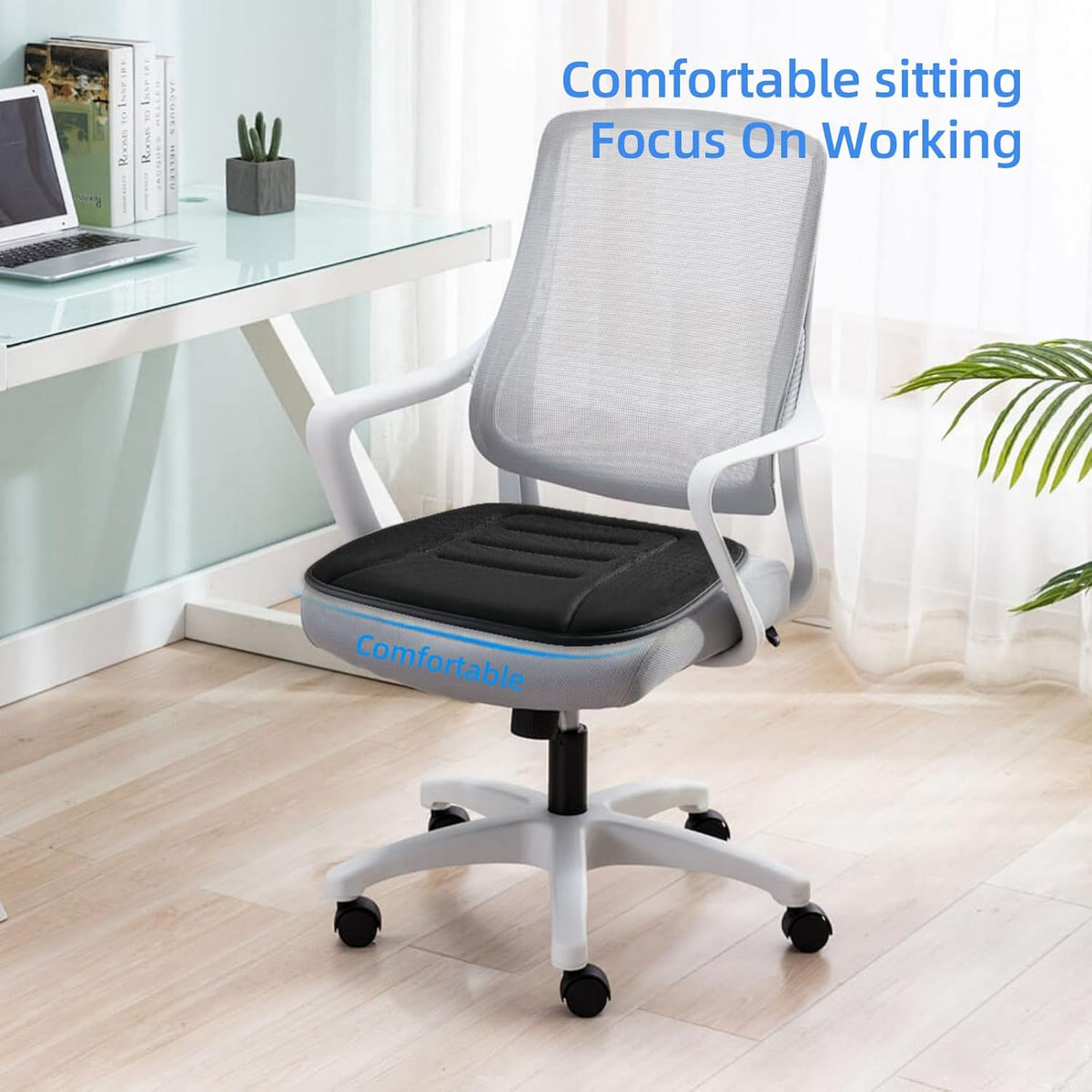 KAYI Car Seat Cushion, Memory Foam Car Seat Cushion, Anti Slip Rubber Bottom Car Seat Cushions for Driving, Suitable for Car and Office Chairs (Black)