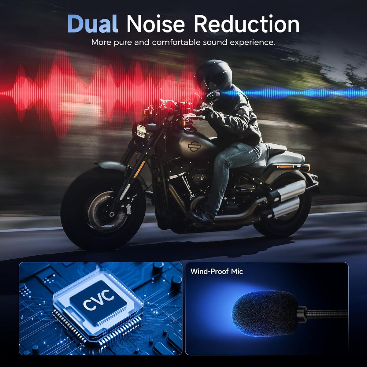 Moman Motorcycle Intercom Headset, H1 1 Pack Dirt Bike Communication System AI Voice Assistant IP67 Waterproof Automatic Answer Noise Cancellation, Motorbike-Helmet-Wireless-Intercom-Headset