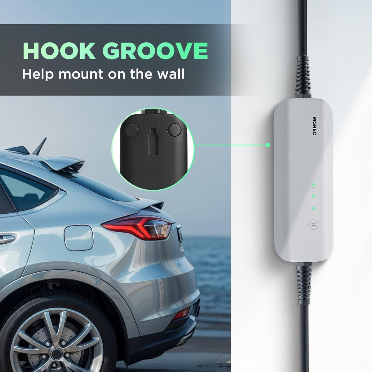 Level 1 EV Charger, 15A 110V Nema 5-15 Plug, Portable Electric Car Charger with 20FT Cable, Home Charging Station for All J1772 Electric Cars