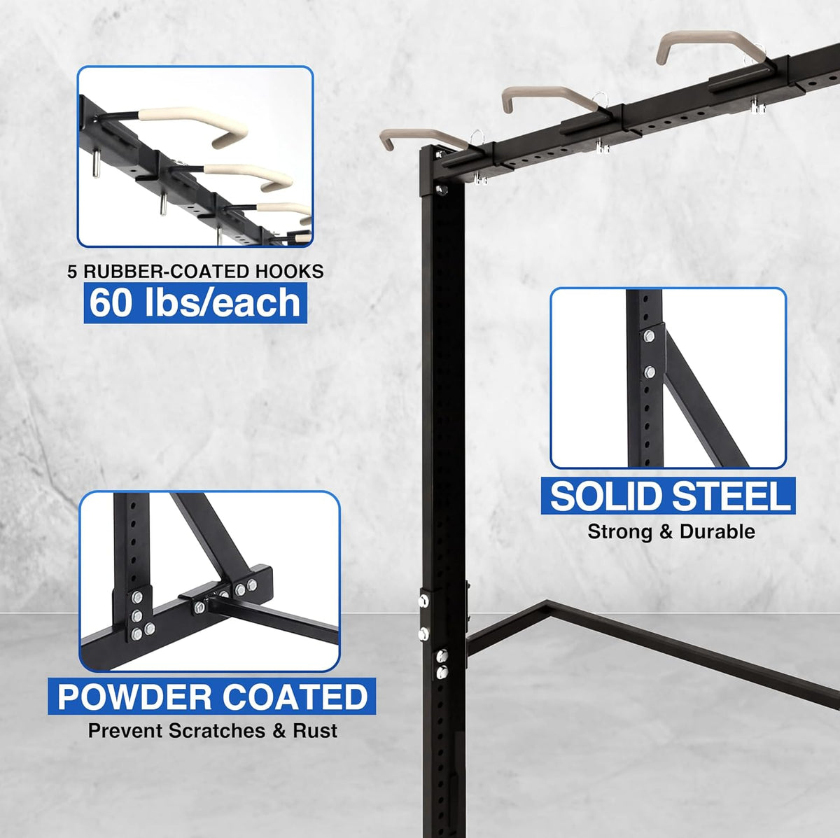 Yes4All Freestanding Bike Storage Rack, 300 Lbs 5 Levels Sturdy Steel Vertical Bike Rack, Bike Racks for Home and Garage Organizer, Indoor/Outdoor Bike Storage Rack