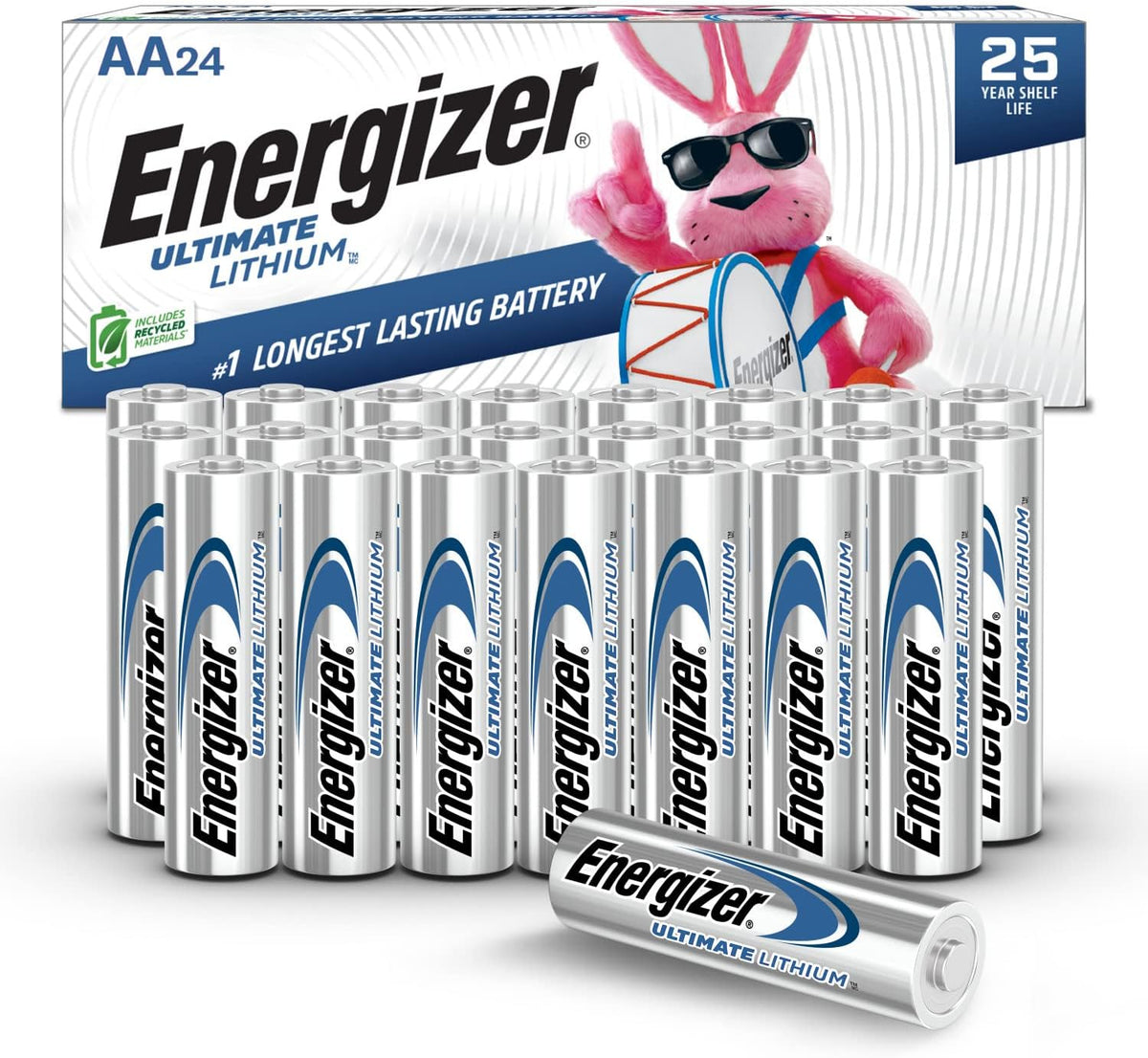 Energizer Ultimate Lithium AA Batteries Pack, 1.5V AA Batteries, 24 Count