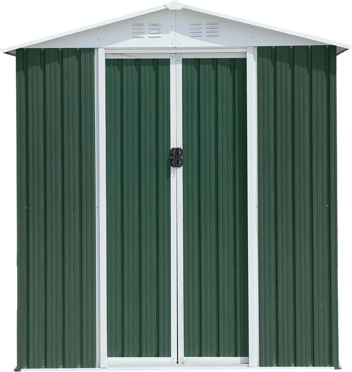 6x4 FT Outdoor Storage Shed, Metal Garden Shed with Lockable Sliding Doors, Outside Tool Shed with Sloped Roof & 4 Air Vents, Waterproof Storage Building for Backyard, Patio, Lawn, Green