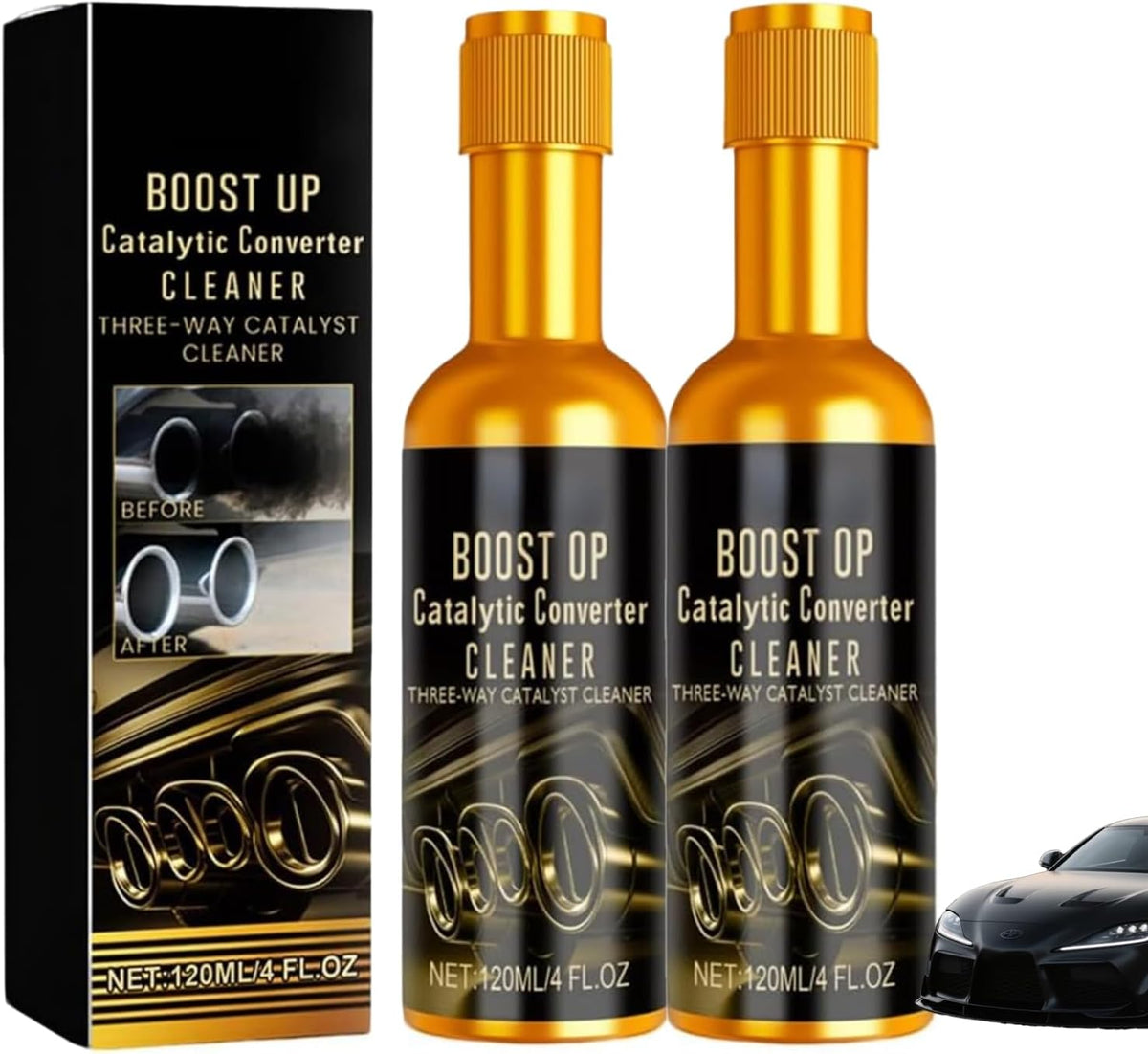 Catalytic Cleaner, Boost Up Catalytic, Boost Up Catalytic Converter Cleaner Auto Parts EngineFuel and Exhaust Pipe Cleaners,Fuel System Treatment Oil for Gas and Diesel Car (2PCS)