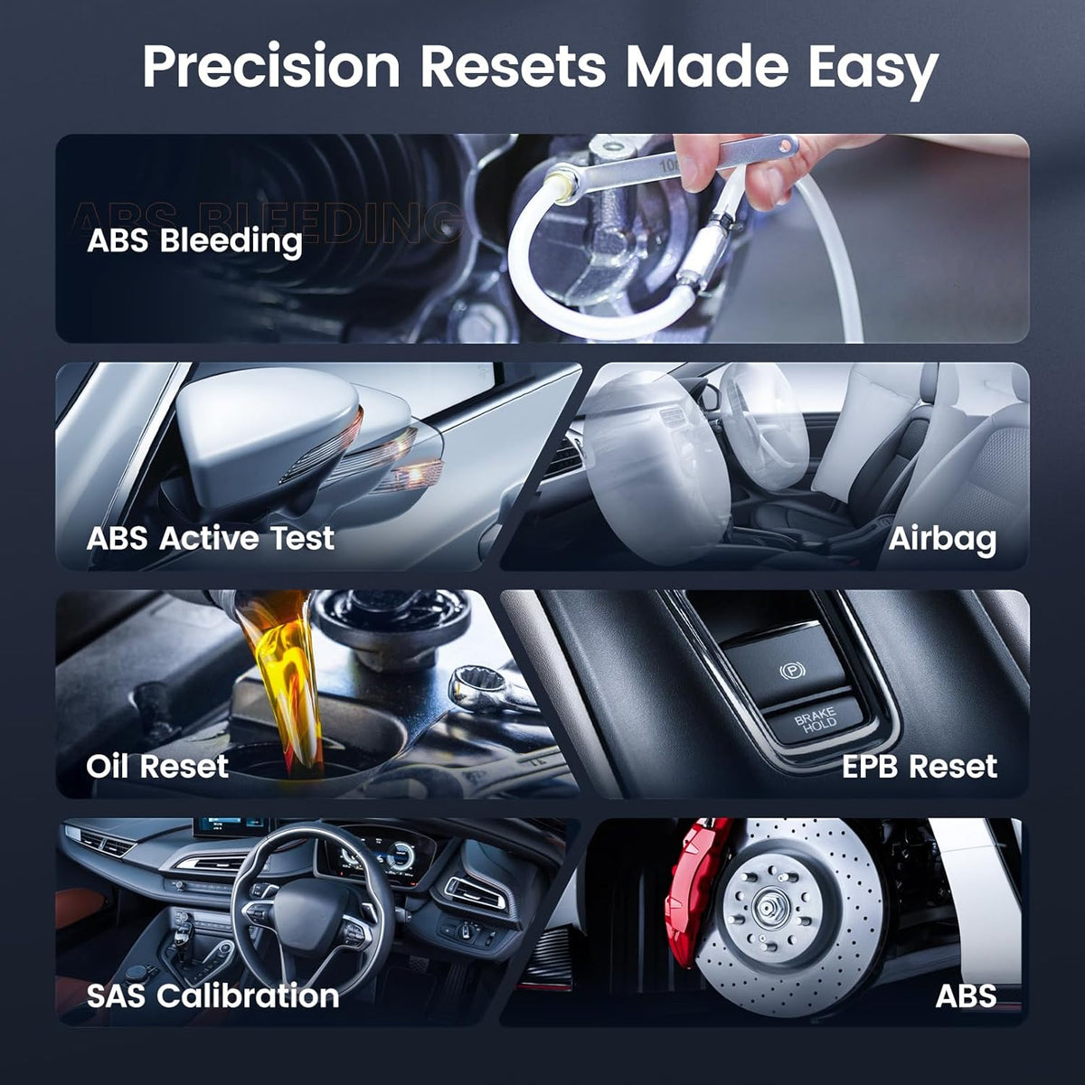 ANCEL AD610 Pro ABS SRS OBD2 Scanner, ABS Bleeding, SAS Calibration, ABS, Airbag, EPB, Oil Reset, Full OBD2 Functions, AutoVIN, Free Lifetime WiFi Updates