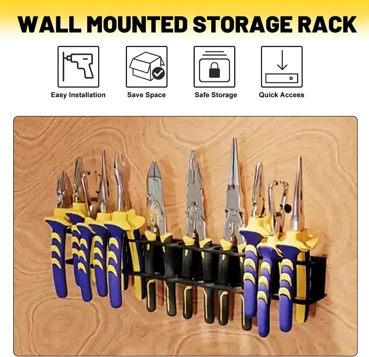 2 Pack Screwdriver Plier Organizer Wall Mount Steel Wall Mount Tool Storage Rack Screwdriver Organizer Hand Tool Hammer Pliers Storage Rack For Garage Workshop Homes Workshops Sheds