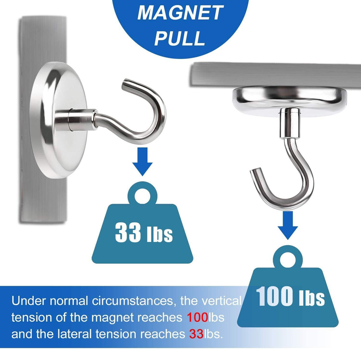 LOVIMAG 100LBS Heavy Duty Magnetic Hooks, Strong Neodymium Magnet Hooks for Hanging, Rare Earth Magnets with Hooks for Locker Accessories, Kitchen, Classroom, Office, Ceiling,Cruise Cabins, etc-12pcs