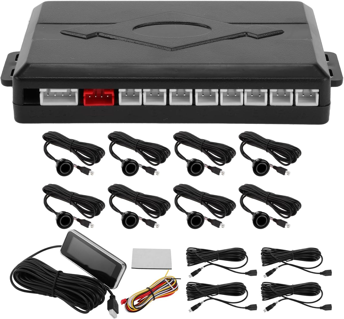 Motoforti Auto Vehicle Reverse Backup Radar System Reverse Parking Sensors Sound Warning Alarm Buzzer Reminder Distance Detection Black 8 Parking Sensors