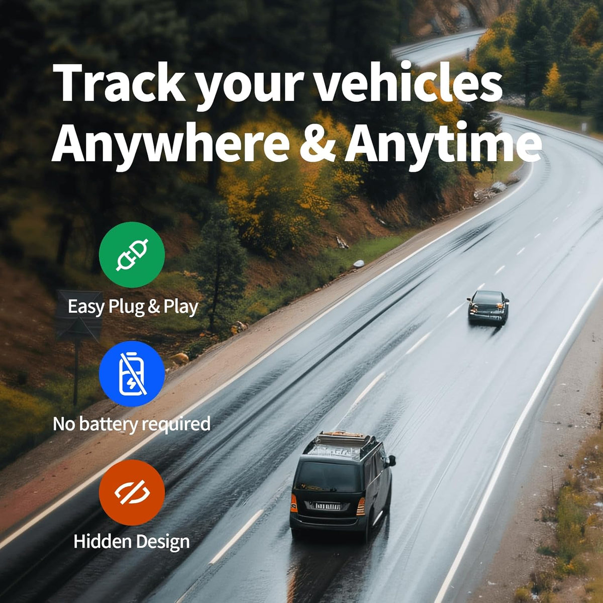 GPS Tracker for Vehicles No Monthly Fee, No Subscription, Real-Time Tracking, 4G SIM and Data Included, Trip History, GeoFence, Speeding Alerts, OBD