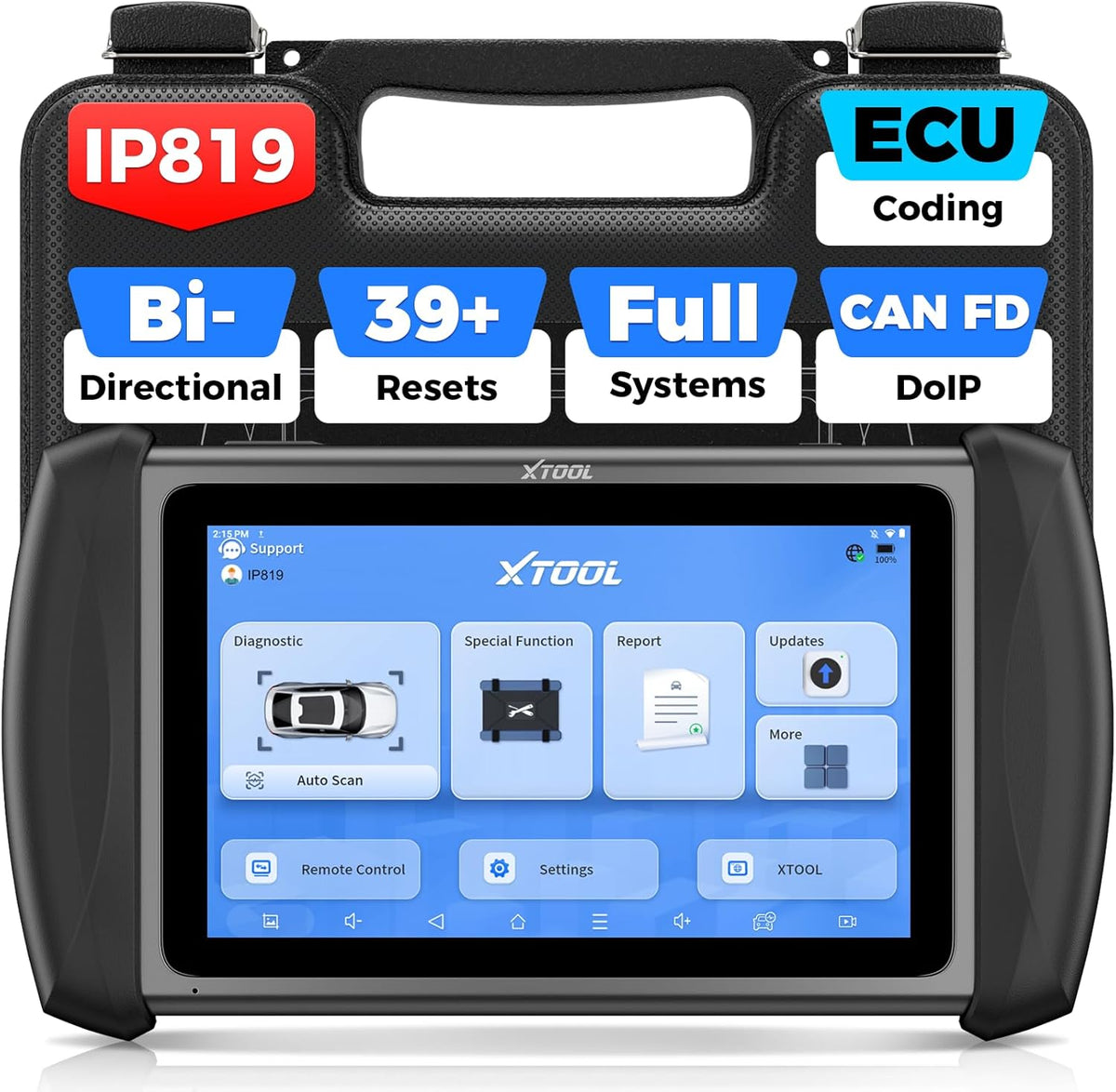 XTOOL IP819 V2.0 Bidirectional Scan Tool, 2025 Upgraded OBD2 Scanner with Active Test, PMI Function, 39+ Resets, ECU Coding, FCA AutoAuth, All Systems Scanner for Cars, 3-Year Update