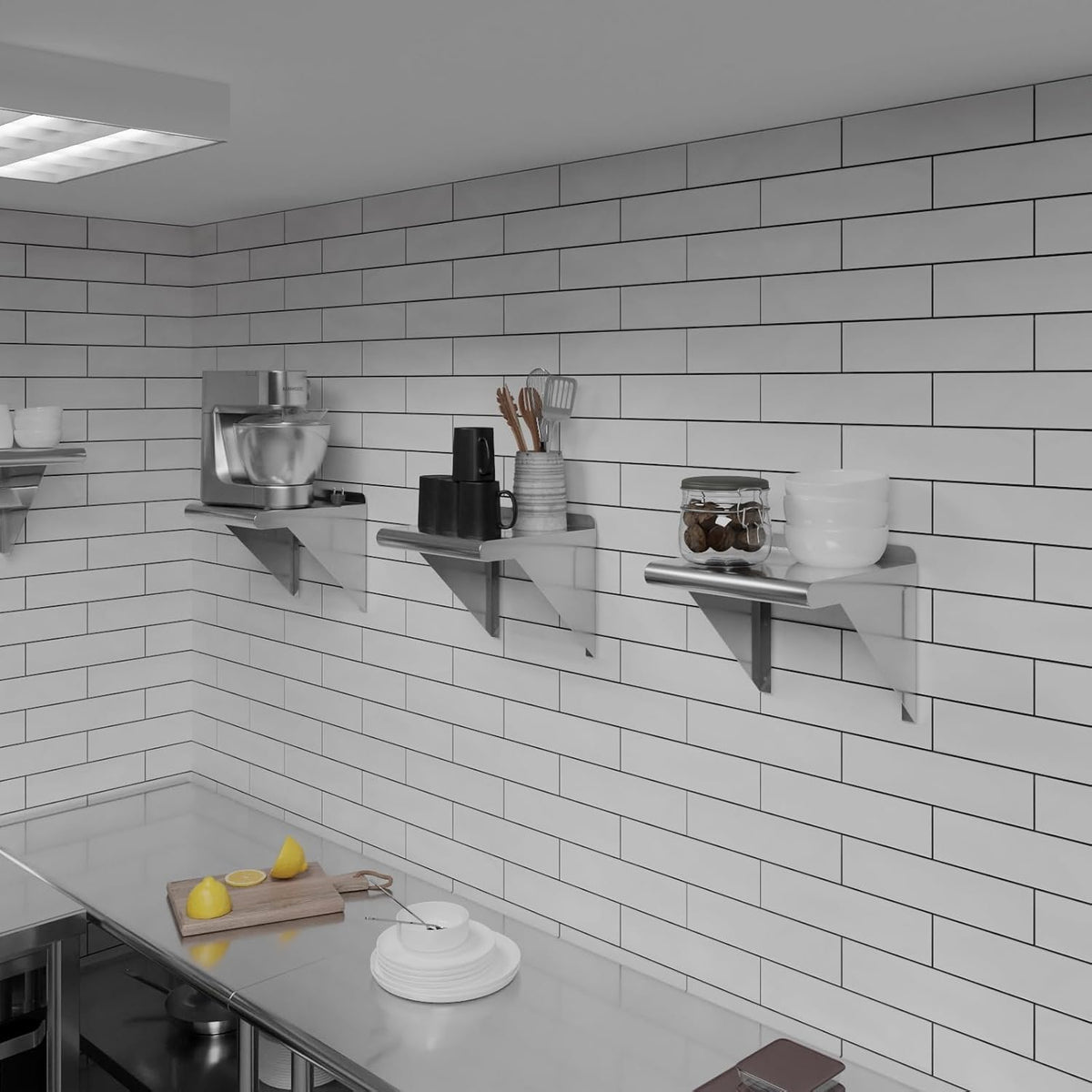 AmGood 12 in. x 12 in. Stainless Steel Wal Mount Shelf. Commercial/Home. Kitchen, Restaurant, Garage, Laundry, Utility Room. NSF