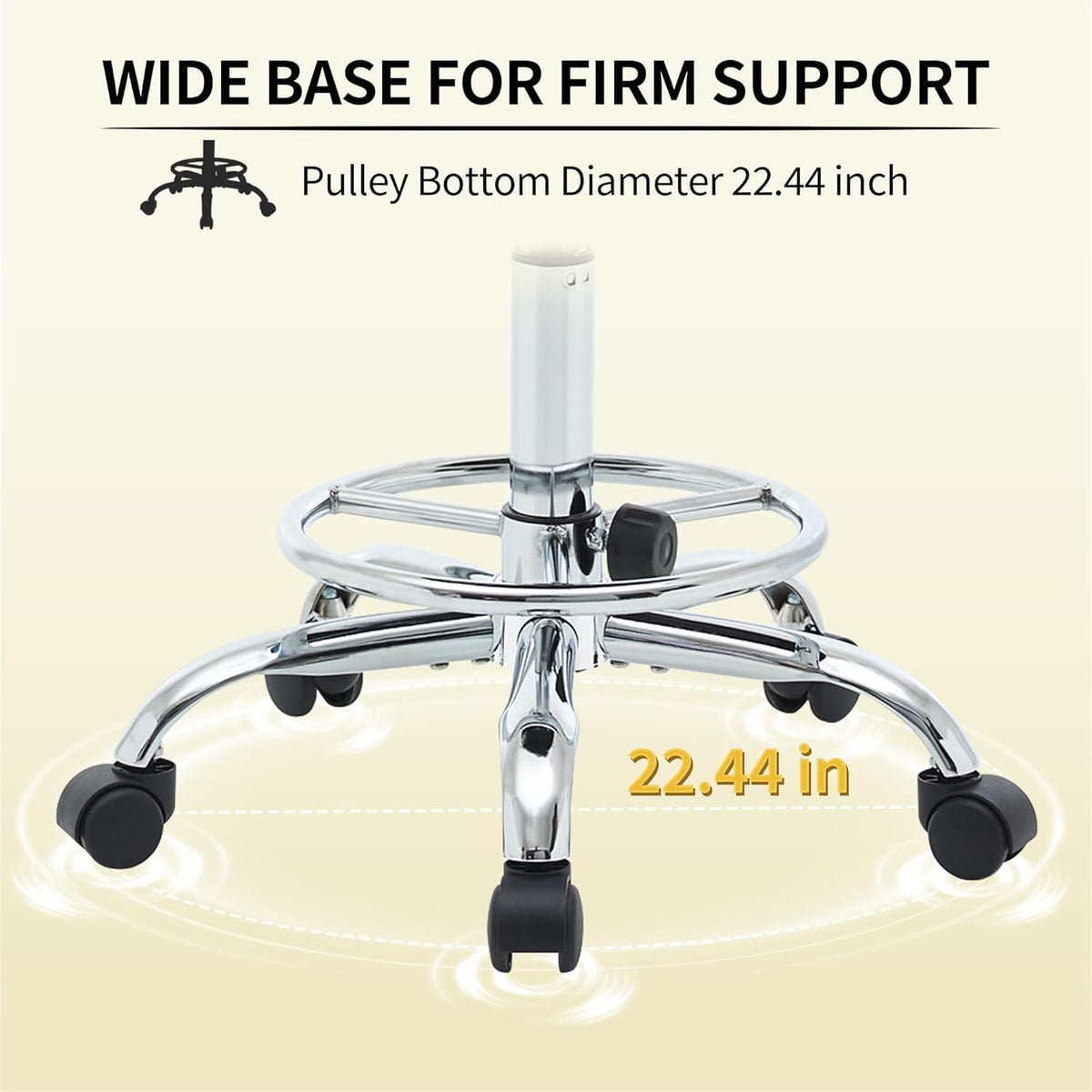 Rolling Stool with Back,Adjustable Height Foot Rest Rolling Salon Chair 19.5’’-26.6’’,Black Ergonomic Stool (Black)