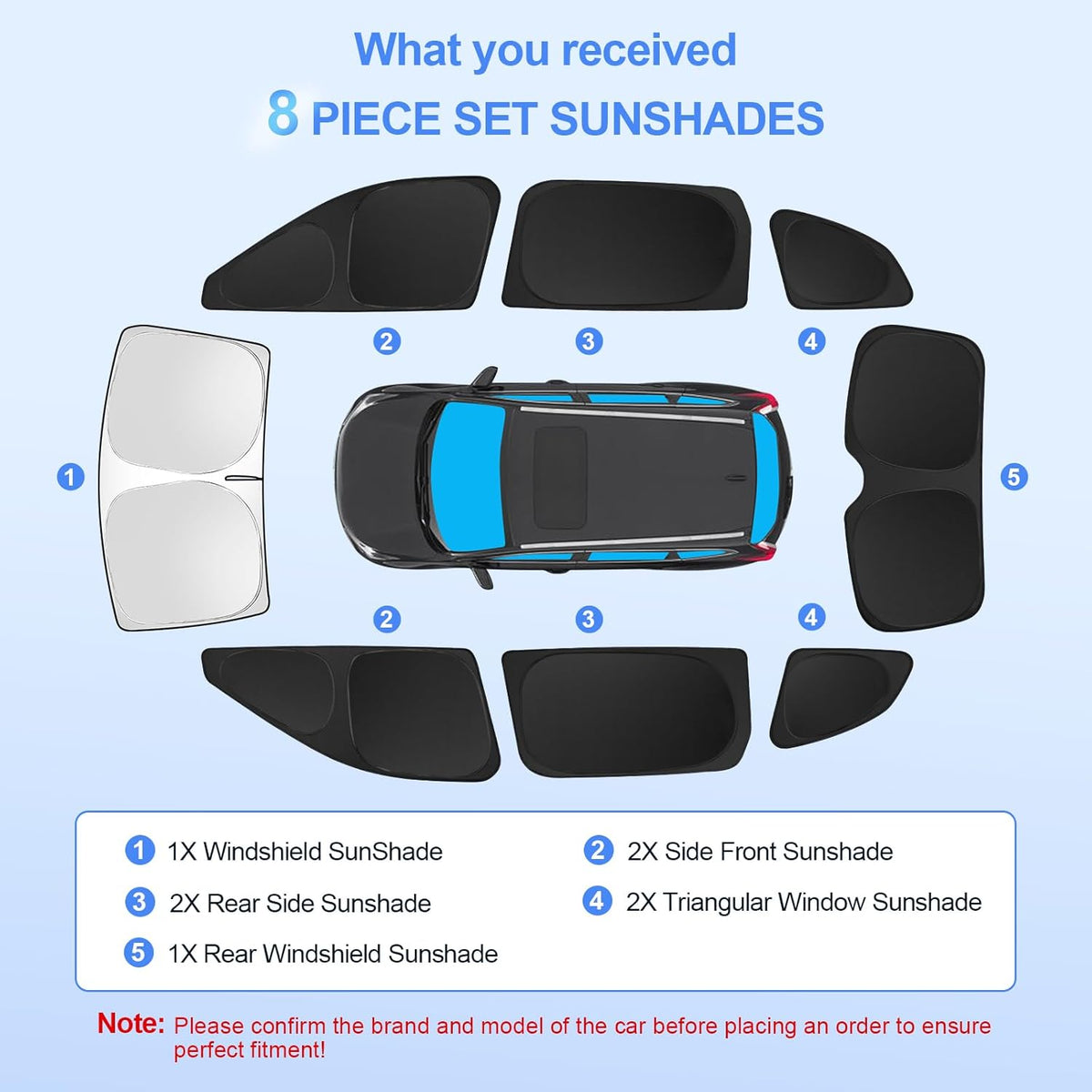 8pcs Car Window Shades for Honda CR-V 2023 2024 2025 Accessories,Windshield Side Rear Full Sunshade,Sun Visor UV Blocking, Privacy Protection and Blackout for Camping Outdoor