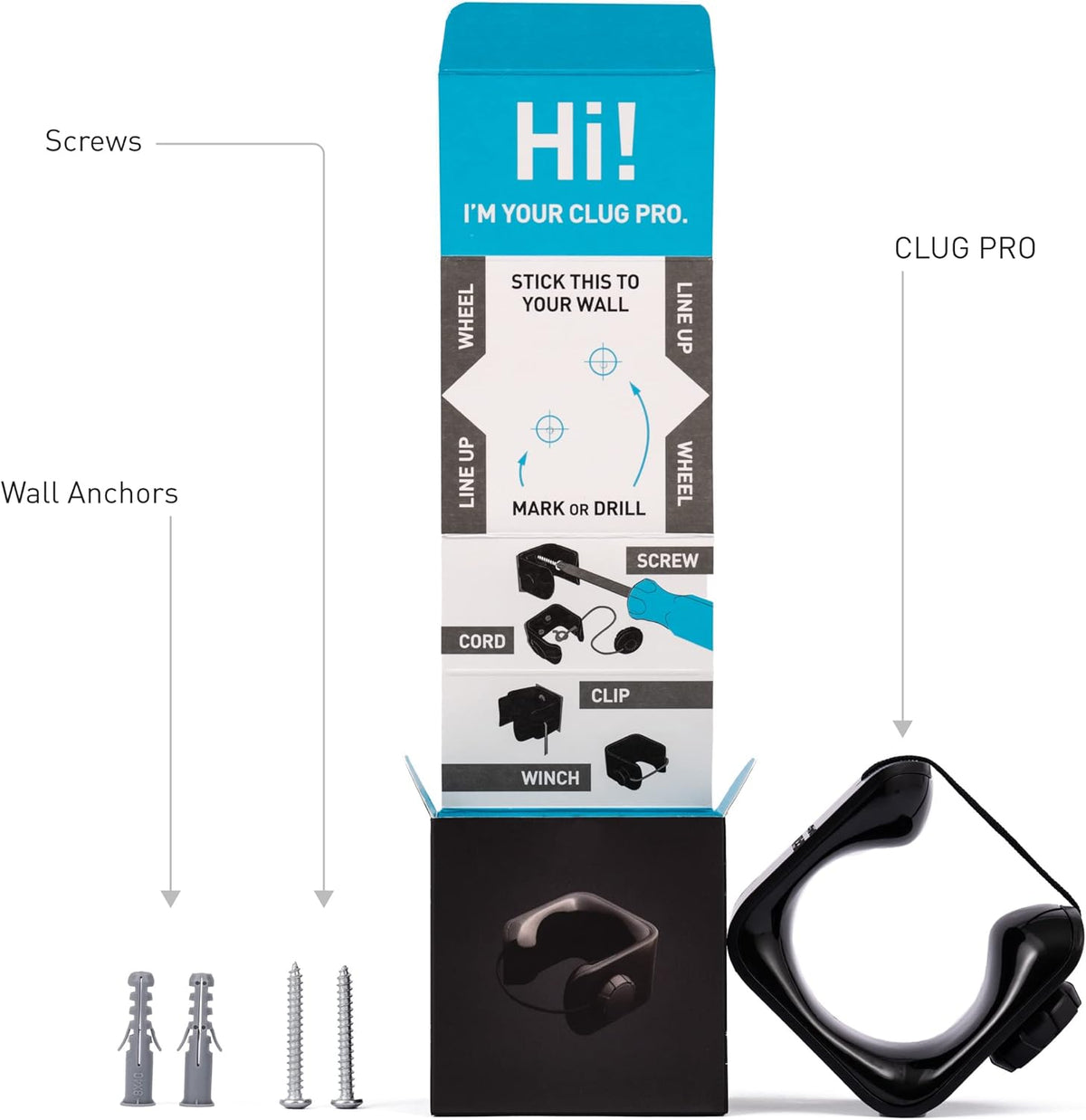 Hornit CLUG PRO | Wall Mounted Bike Rack | Secured by FIDLOCK | 5 Sizes | Easy to Install