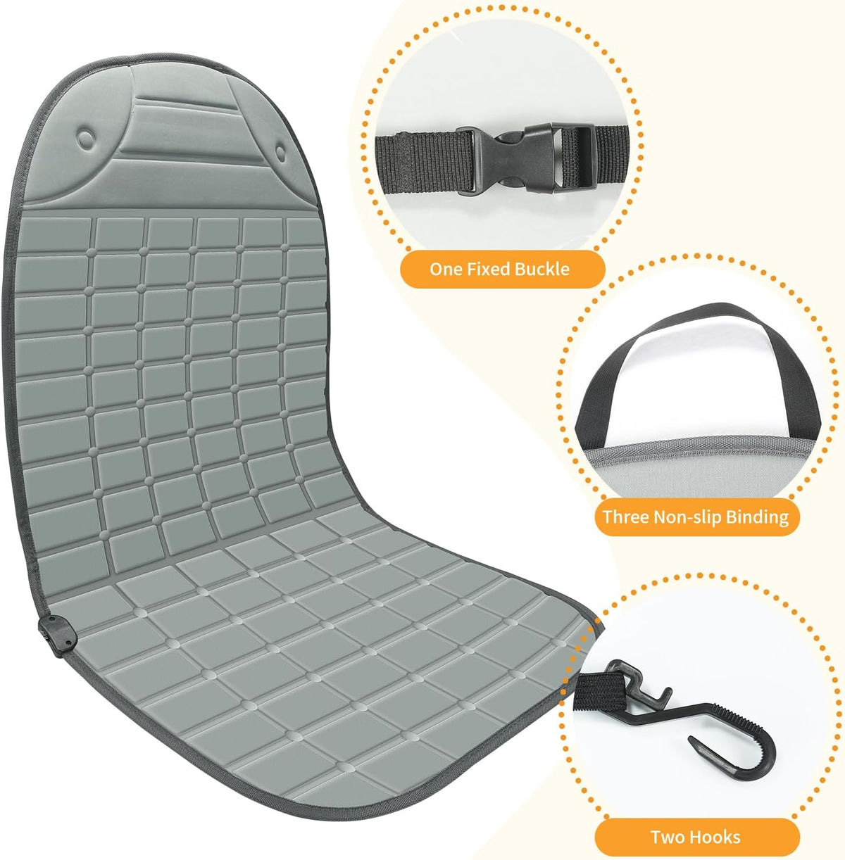 2 Pack Winter Seat Cushion - Portable Comfortable Fiber Seat Cover with Adjustable Buckle for Full Back and Seat (Gray)