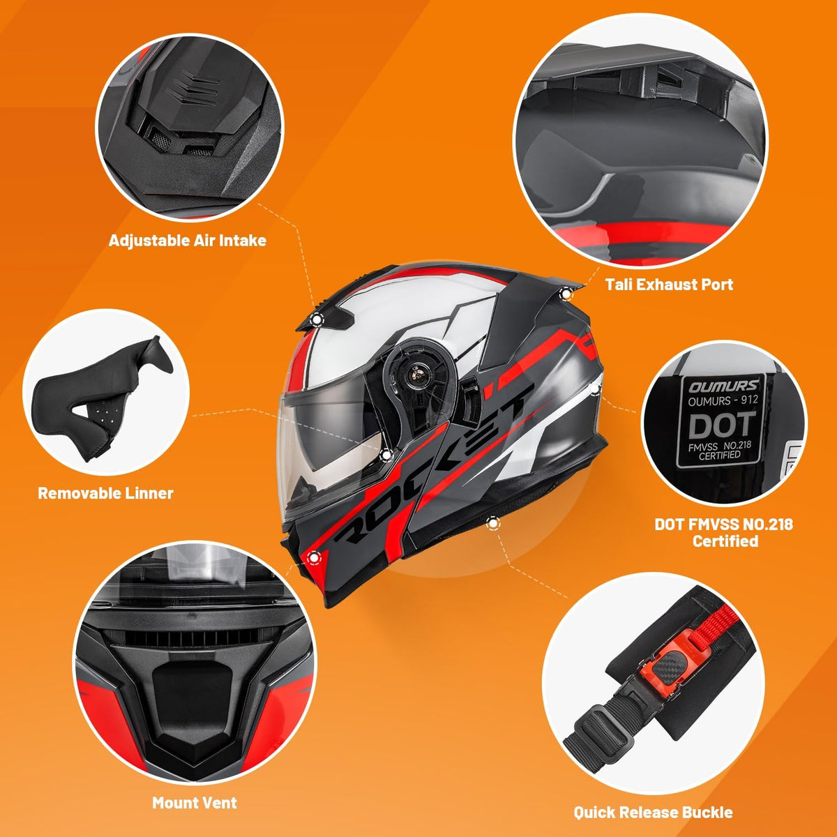 Modular Motorcycle Helmets Full Face Flip up Street Bike Motorcycle Helmet for Unisex Adult Model 912
