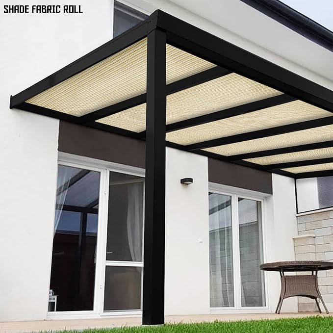 TANG Sun Shade Fabric Roll 8'x43' Shade Cloth for Garden Beige HDPE Mesh Shading Pergola Cover Replacement Canopy, 95% Blockage Sunshades for Outdoor Patio Backyard Plant