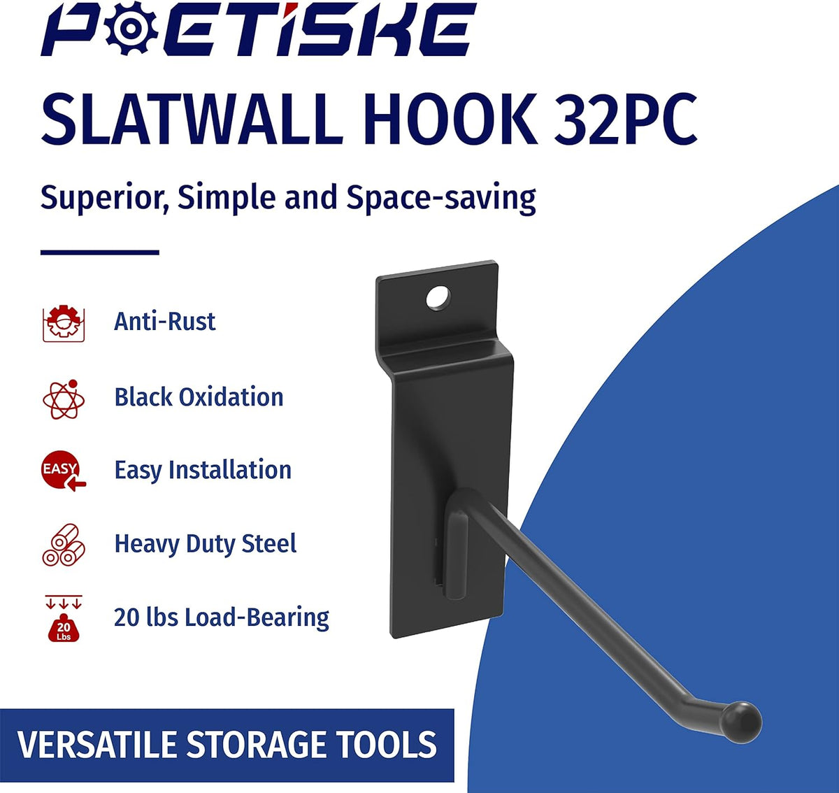 unp POETISKE Slatwall Hooks 32PC 10 Inch Slatwall Accessories Slatwall Panel Hooks Garage Organization Slat Wall Hooks Heavy Duty Pegboard Gridwall Hooks Display Hooks for Retail Black