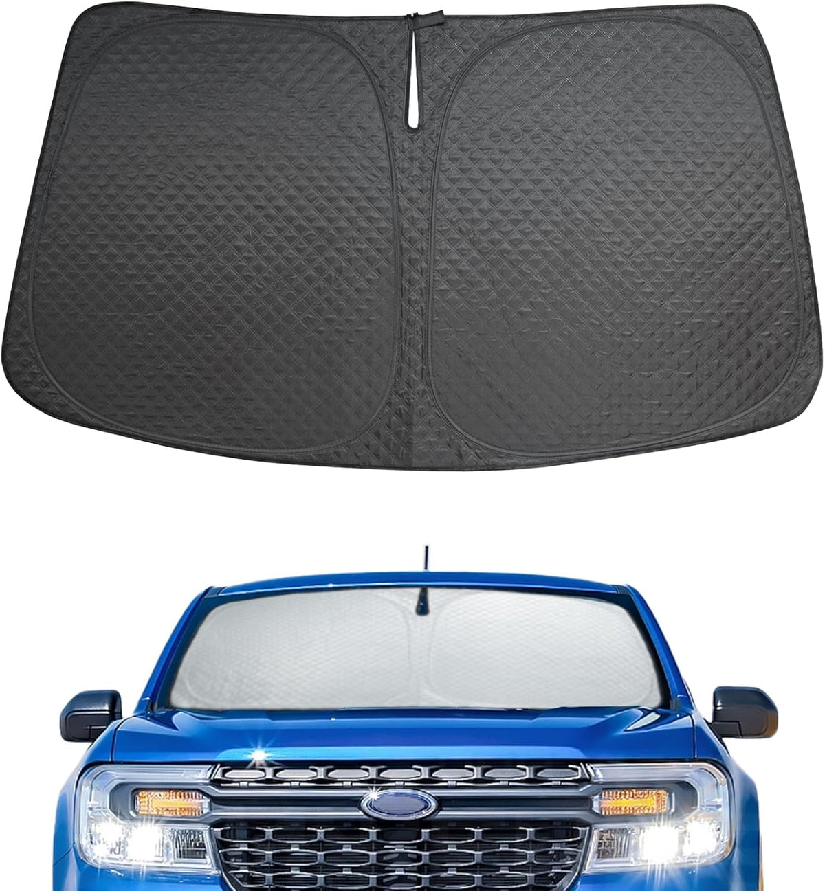 5 Layers Thick Car Windshield Sun Shade for Ford Maverick 2022-2024 Pickup Truck - Front Window Sunshade Sun Visor Accessories - Protector Vehicle Reflect UV Sun and Heat