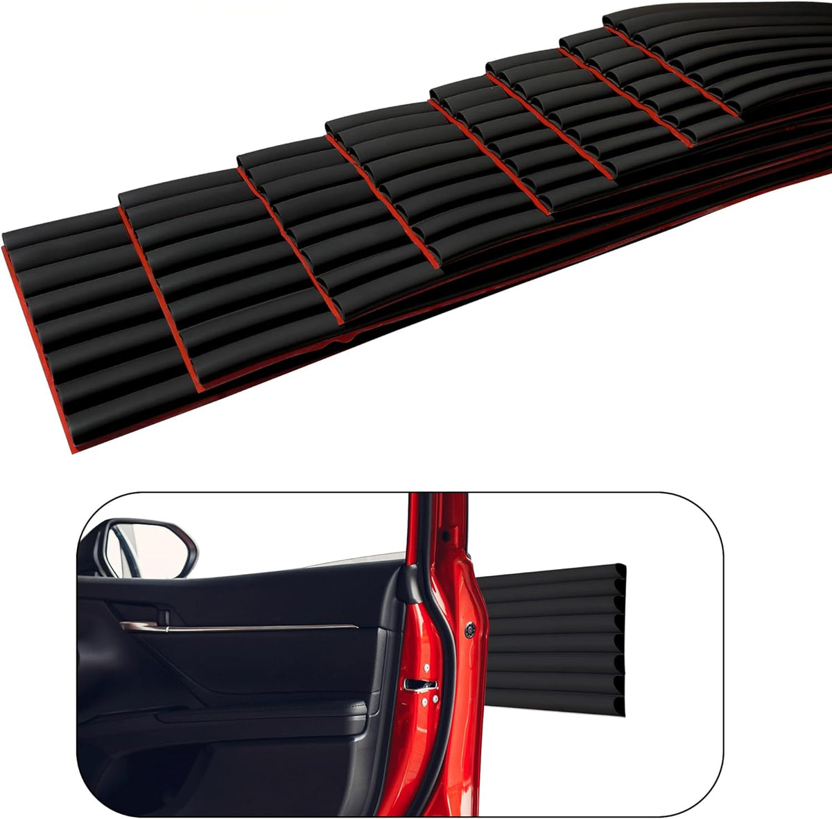 RUBBER BOND Garage Wall Protectors 8 Pack - 4x15 Inches Strong Self-Adhesive Rubber Bumper Protectors for Garage Walls - Anti-Scratch and Waterproof (Black)