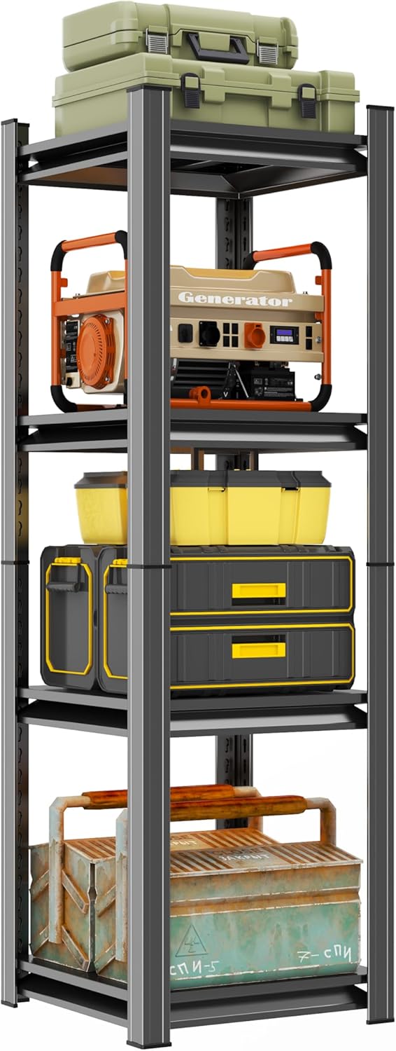 Metal Garage Shelving Unit, Heavy Duty 4-Tier Adjustable Storage Rack, Steel Shelving,2000 lbs Capacity, Industrial Shelves for Heavy Tools and Equipment (4-Tier 54" H x 16" W x 16" D)