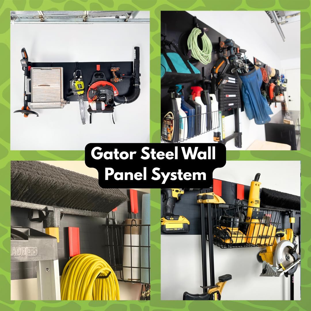 GATOR MAGNETICS Wall Panel Storage & Organization System 2 Pack– 16.75" x 12", Pair Metal Hooks, Galvanized Steel, Heavy-Duty Racks, Garage Organizers, Storage System, Tool Racks