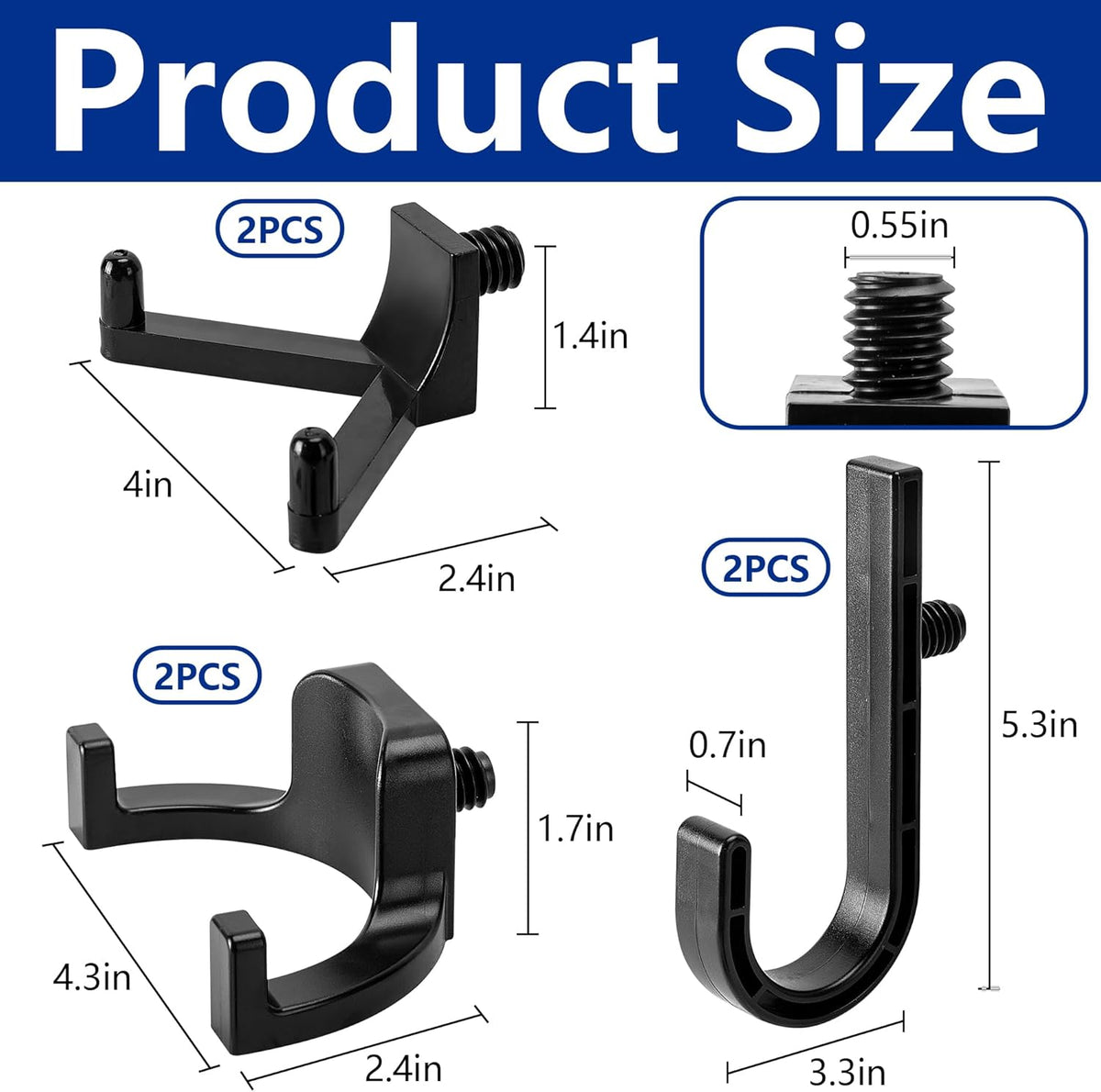 6 Pcs ABS Storage Shed Tool Hooks,Shed Tool Hangers Include J-Shape,U-Shape and V-Shape,Storage Shed Shelves Accessories for Organizing Tool, Ladders, Bulk Items