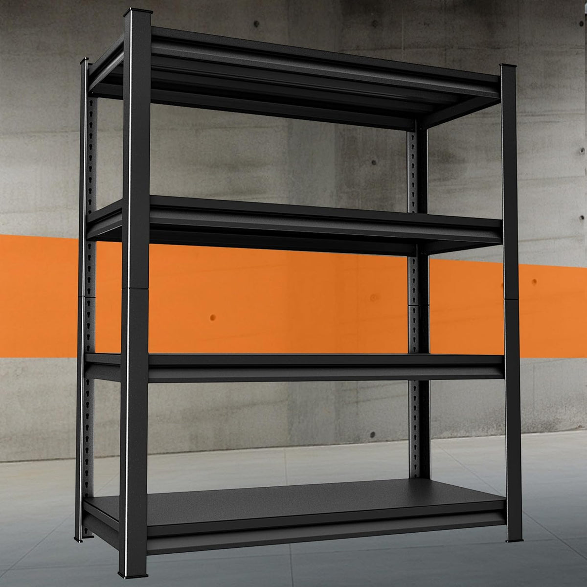 Garage Storage Shelves Heavy Duty, 48”W Garage Shelving and Storage Rack, 2200LBS Loads Shelving Units, Adjustable 4-Tier Metal Shelves for Garage, Warehouses, 48”W×16”D×63”H,Black