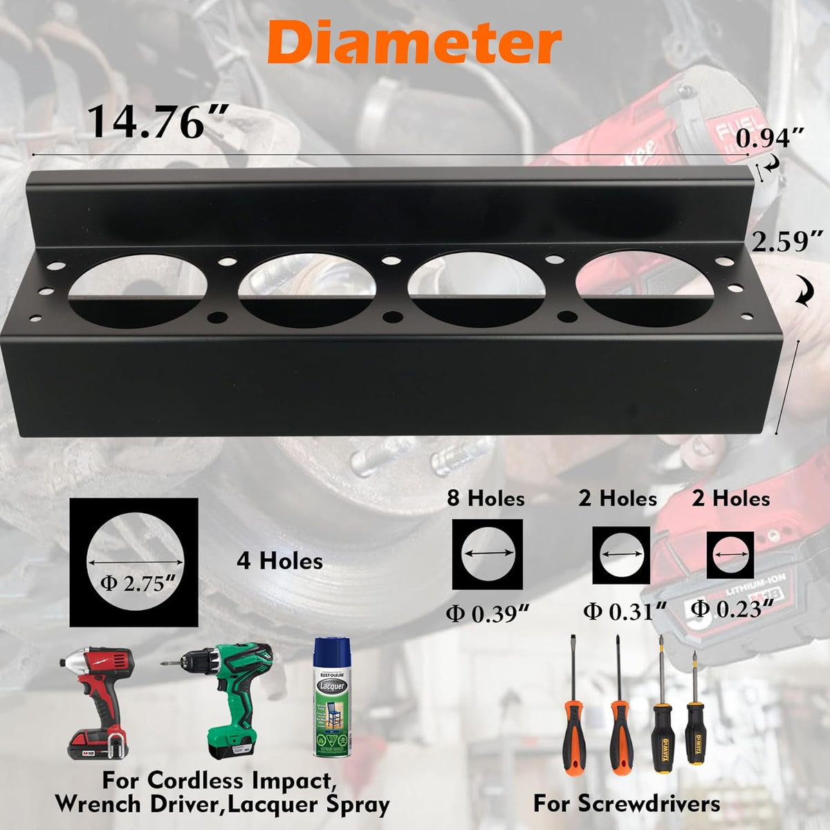 MUTUACTOR Heavy Duty Tools Organizer,Magnetic Mount Power Drill Driver Holder,Anti-slip Strong Magnetic Tools Holder Storage Rack for Impact Drivers Wrench,1PCS,Black
