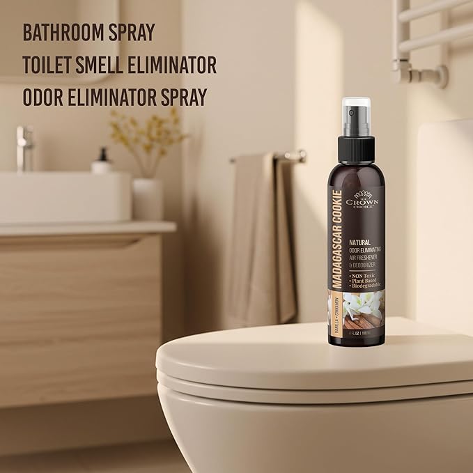 Non-Toxic Odor Eliminator, Natural Vanilla & Cinnamon Air Freshener Spray for Home, Room, Closet & Couch Deodorizer, Long Lasting Bathroom & Toilet Freshener, Safe for Kids & Pets, 2PK - 4 Oz each