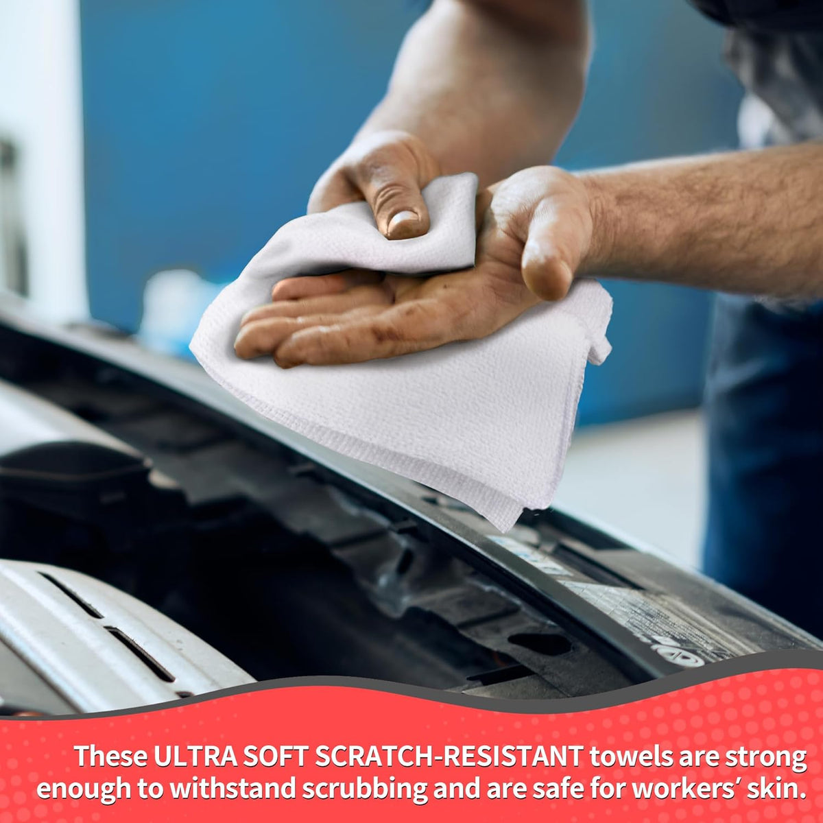 HOMERHYME White Microfiber Cleaning Cloths, 100 Pack Shop Towels Rags, Bulk Absorbent Lint-Free Detailing Cleaning Rags Microfiber Towels for Car Mechanic Automotive Garage Housekeeping, 11.5"*11.5"