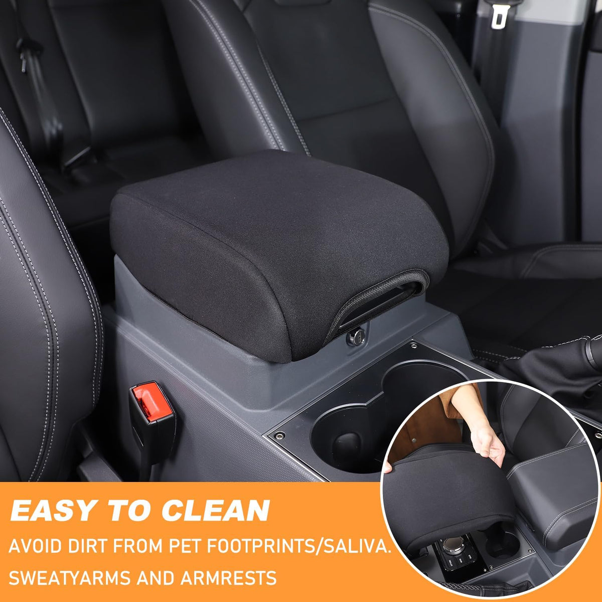 Car Armrest Box Cover Protector Compatible with Ineos Grenadier 2020-2024 Center Console Lid Protector Cover Original Customized Armrest Cover (Black)
