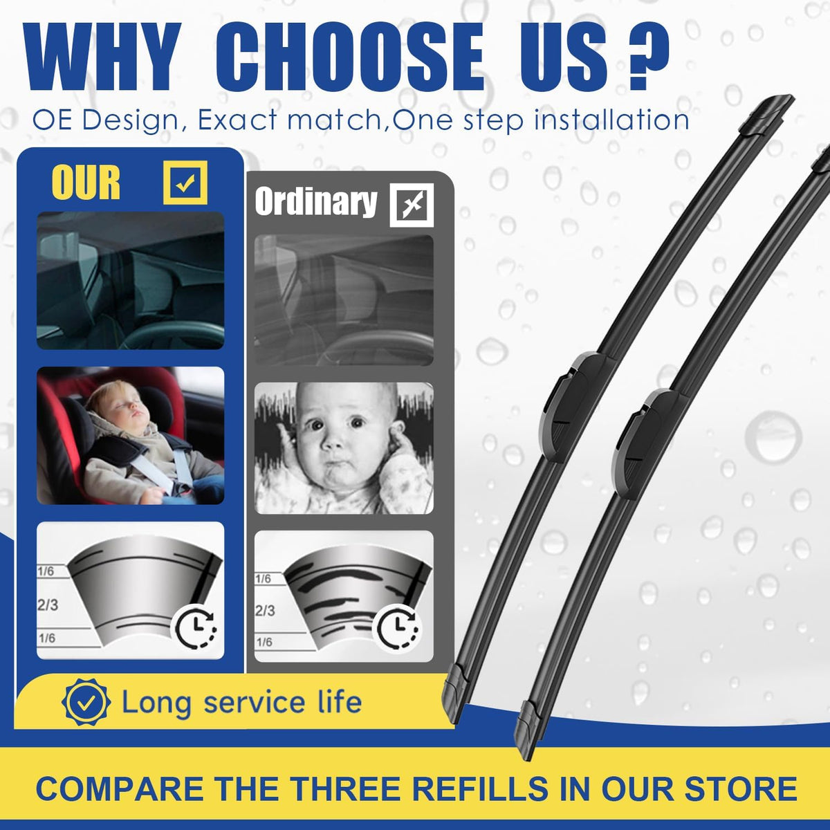 3 wipers Replacement For Jeep Grand cherokee 2011 2012 2013 2014 2015 2016 2017 2018-2021 Original Equipment Windshield Wiper Blades Set 22"+21"+11" (Set of 3) U/J HOOK
