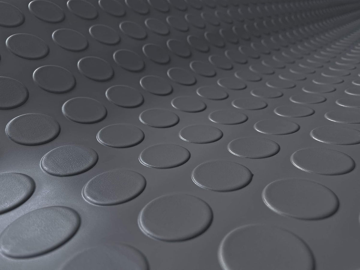 G-Floor Large Coin Pattern Vinyl Garage Floor Protector Mat (8'6" x 24', Slate Grey), Extremely Durable, Waterproof Parking Pad and Flooring