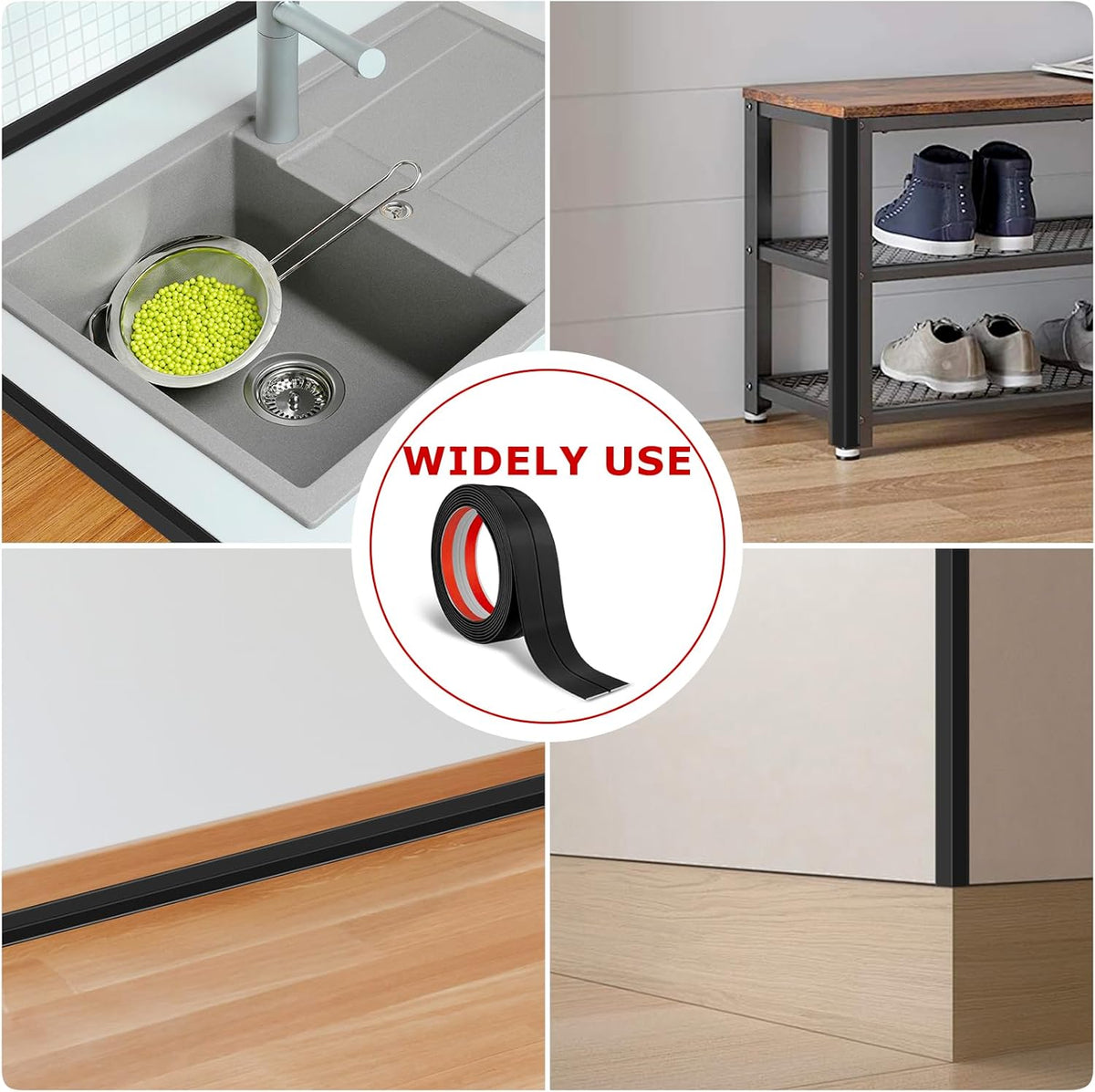 Flexible Wall Corner Protector Moulding Trim Peel and Stick Wall Corner Guards Edge Protector Self Adhesive Molding Trim Strip for Edge Ceiling (Black, 1.6 in x 40 Ft)