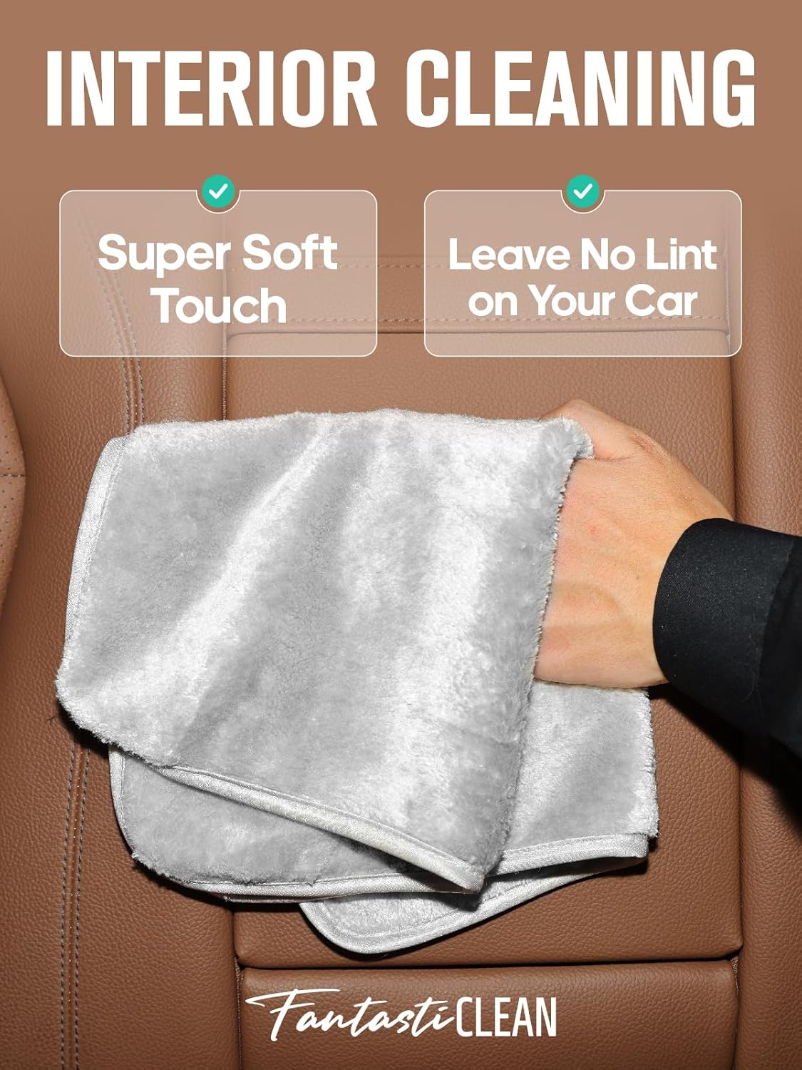 Fantasticlean Microfiber Car Detailing Towels, Car Drying Towel with Edge, Plush, Coral Fleece, 700GSM, 16" x 16", 12 Pack, Scratch-Free, Ultra Absorbent, Car RV Boat Home Cleaning (Grey and Green)