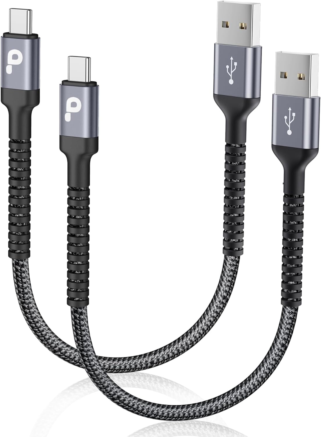 PRAKIE USB C Cable Fast Charging, 2Pack 1FT USB A to USB C Charge Cable, Short USB Type C Charging Cord Compatible with iPhone 16/15/Samsung Galaxy S20 S10/Google/Plus Note 10 9 8
