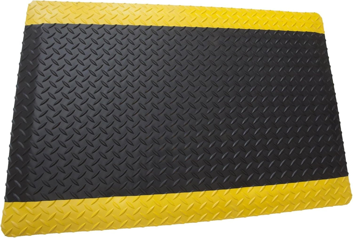 Rhino Mats, American Classic Diamond Anti-Fatigue Mats, Industrial Ergonomic Comfort Standing Mat for Work, Home, Garage, Office, Kitchen or Anywhere (Black/Yellow 1" Thick, 3 FT. x 12 FT.)