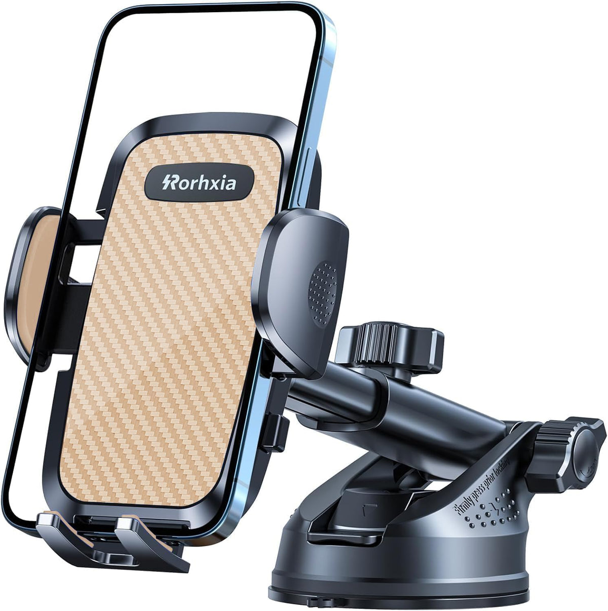 3-in-1 Phone Mount for Car [Most Stable and Flexible Suction Cup] Vent Dashboard Windshield Cell Phone Holder Car Fit for iPhone 15 14 13 12 Pro Max Samsung S23 S22 S21 All Phone, Gold