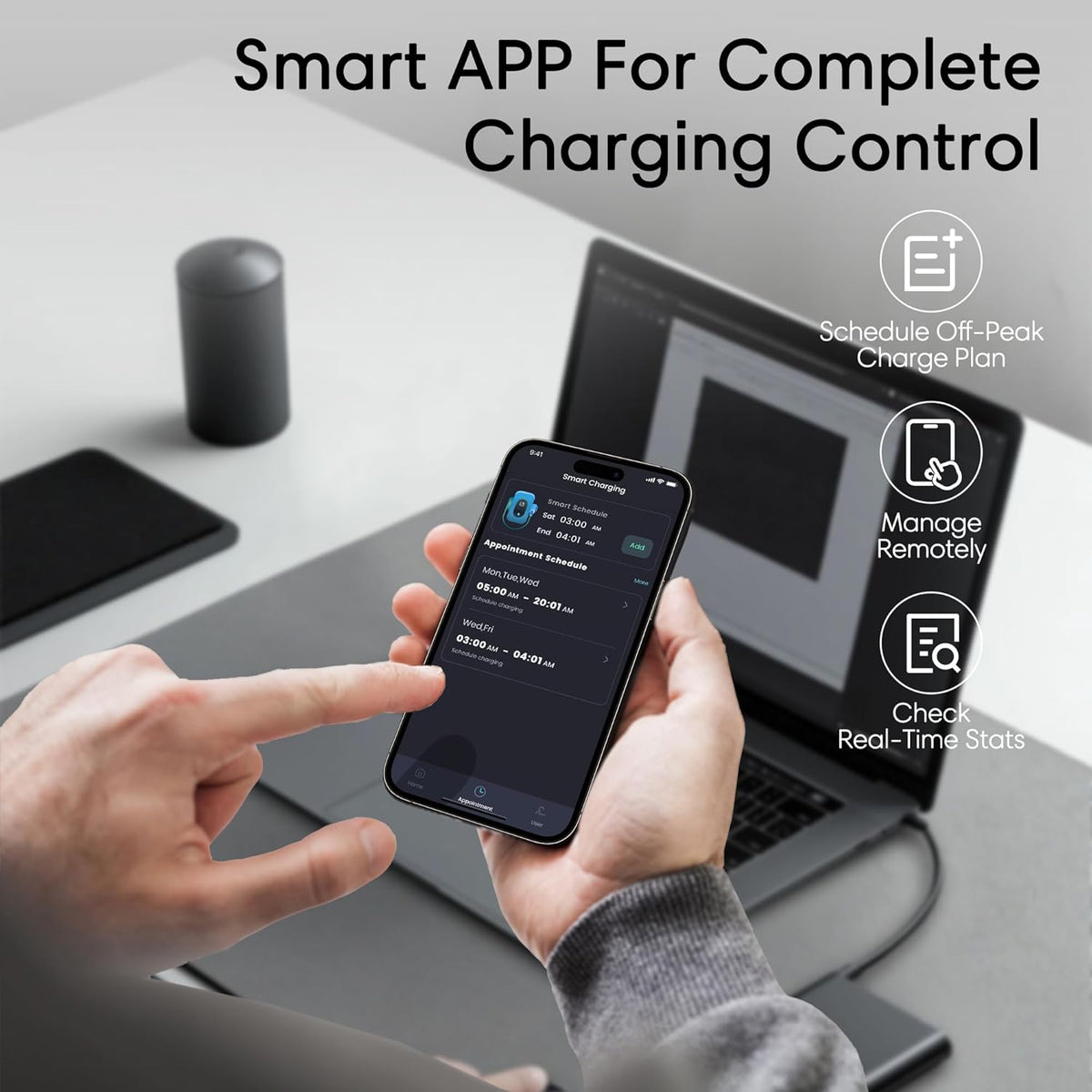 Level 2 EV Charger - 40 Amp Smart EV Charger for Home Level 2 NEMA 14-50, 240V Electric Vehicle Charging Stations 9.6kW, 25ft Cord, Outdoor/Indoor