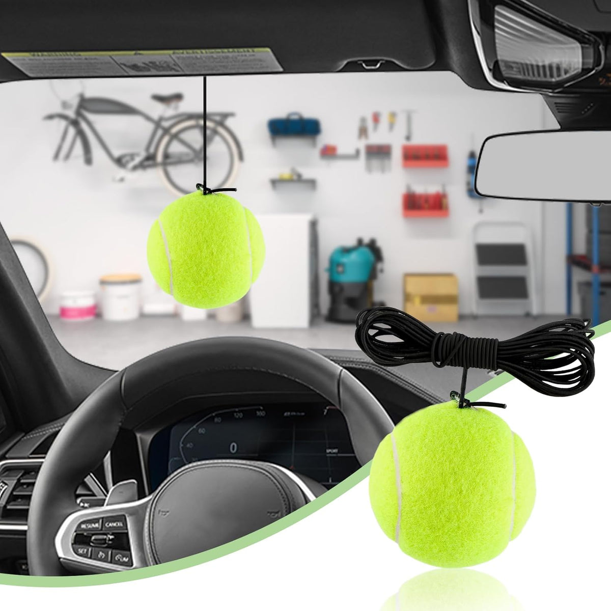 4PCS Tennis Garage Parking Aid with Lanyard,Height Adjustable Parking Stopper for Garage for Guided Parking,Garage Parking Sensor Avoid Crash and Scratch Car Accessories (4PCS)